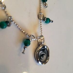STERLING SILVER NECKLACE MEDAL FORNASETTI PENDANT CHAIN EVIL EYE
